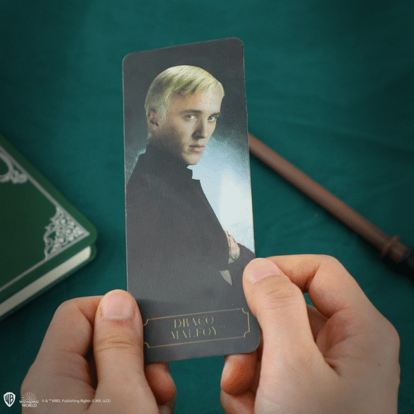 Stylo baguette avec socle & marque-page lenticulaire Drago Malefoy