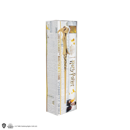 Stylo baguette avec socle & marque-page lenticulaire Voldemort