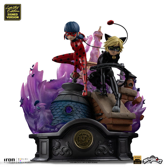 Statue Ladybug und Cat Noir – Miraculous 10. Jubiläum signierte Edition – Deluxe Art Scale 1/10