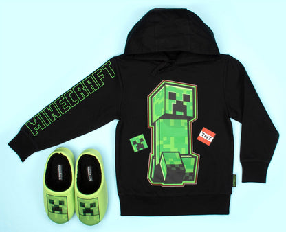 Sweat à capuche Minecraft – vert Creeper – noir