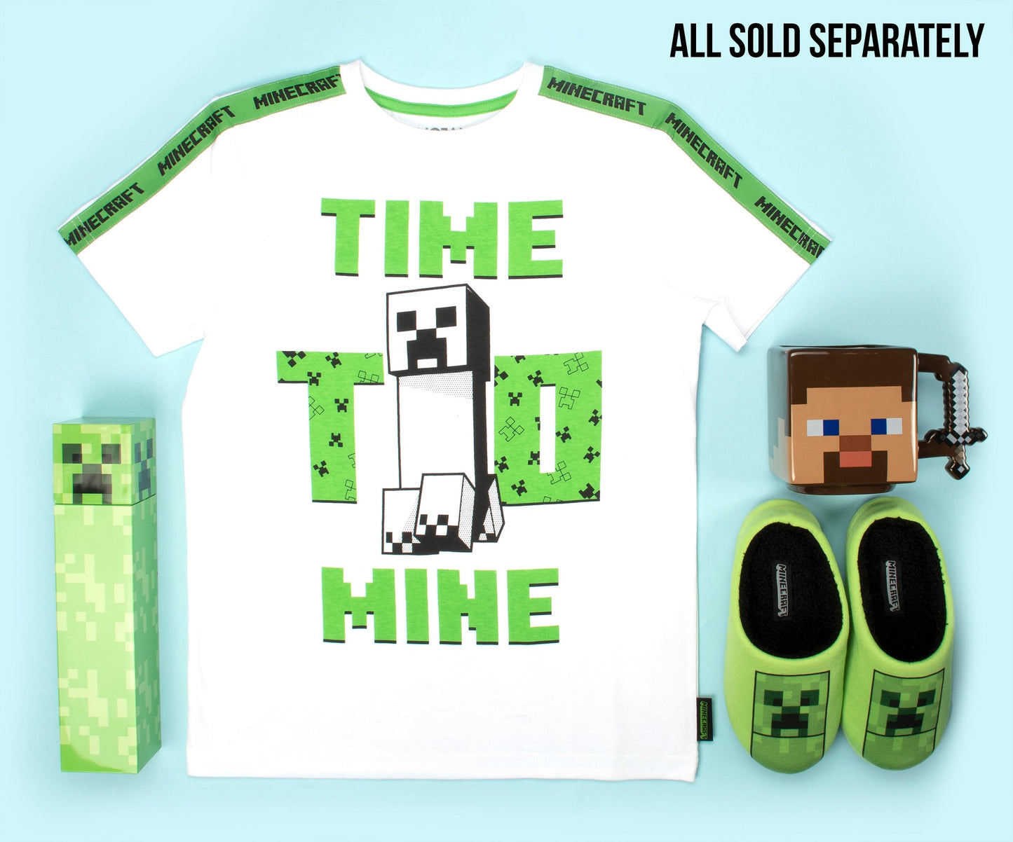 T-shirt Minecraft – 'Time to Mine' T-shirt – blanc