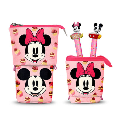 Trousse Portatout Mignonne + 2 Stylos Gel Effaçables Disney Minnie Mouse « Muffin »