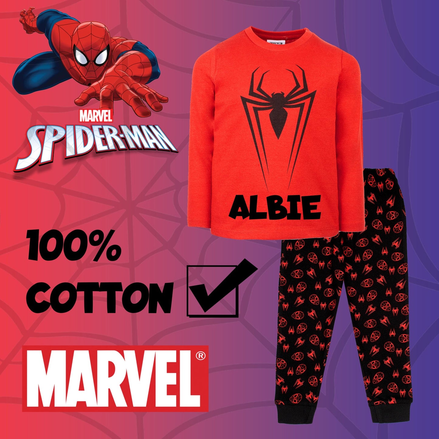 Pyjama – Set Spider-Man – rouge
