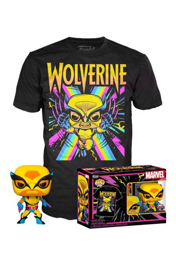 Marvel X-Men POP! & Tee set figurine et T-Shirt Wolverine (Blacklight) Marvel Funko