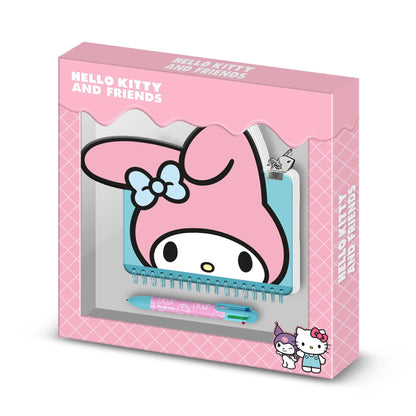Coffret Journal + Stylo 6 Couleurs Hello Kitty « My Melody Face » – Rose