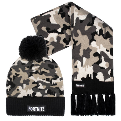 Ensemble bonnet et écharpe – Fortnite Set- Camo gris