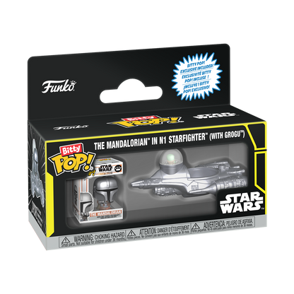 Bitty Pop! Rides The Mandalorian in N1 Starfighter (with Grogu) - vue 1