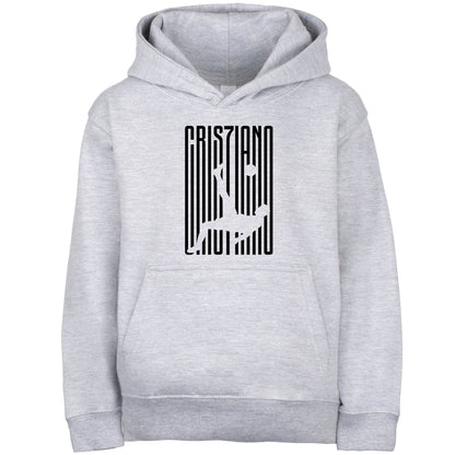 Sweat à capuche football – Fringoo gaming gris for Boys Cotton Rich Soft Hooded – Cristiano Kick gris