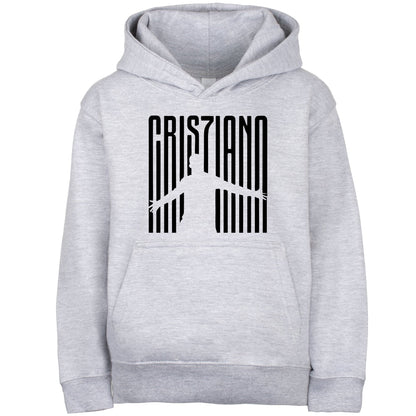 Sweat à capuche football – Fringoo gaming gris for Boys Cotton Rich Soft Hooded – Cristiano gris