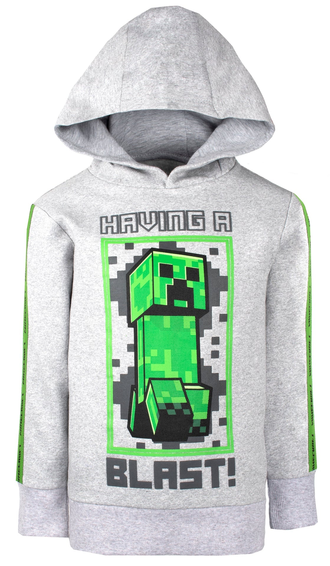 Sweat à capuche Minecraft – vert Creeper – gris