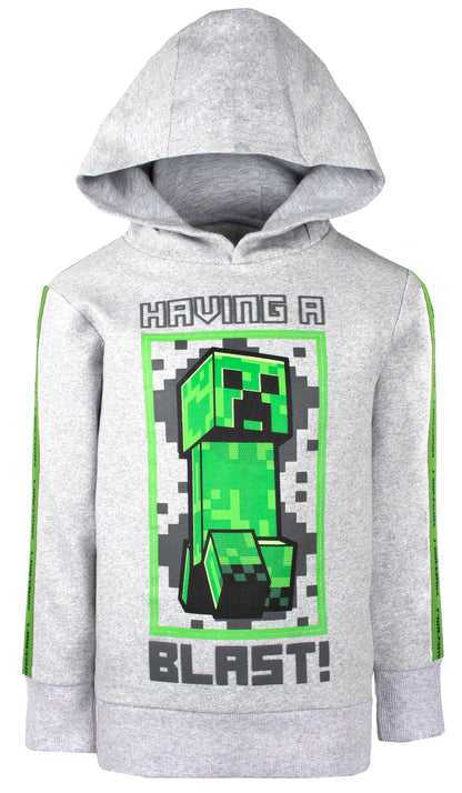 Sweat à capuche Minecraft – vert Creeper – gris
