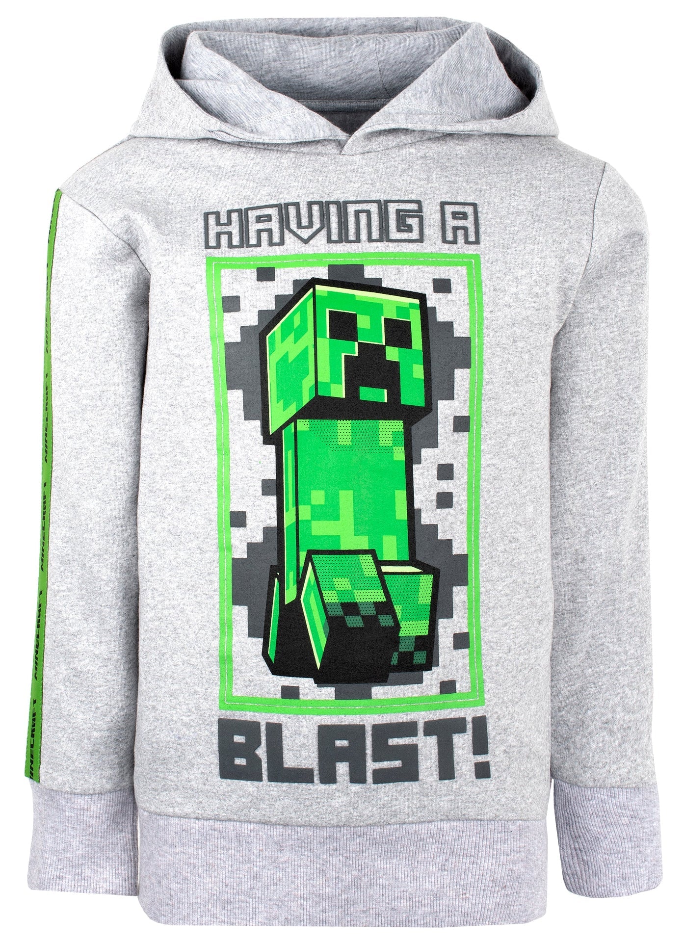 Sweat à capuche Minecraft – vert Creeper – gris