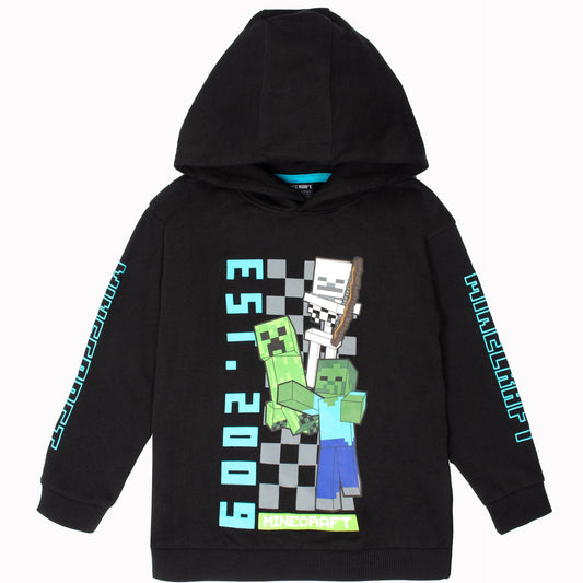 Minecraft Jungen Kapuzenpullover mit Kängurutasche aus 100 % Baumwolle