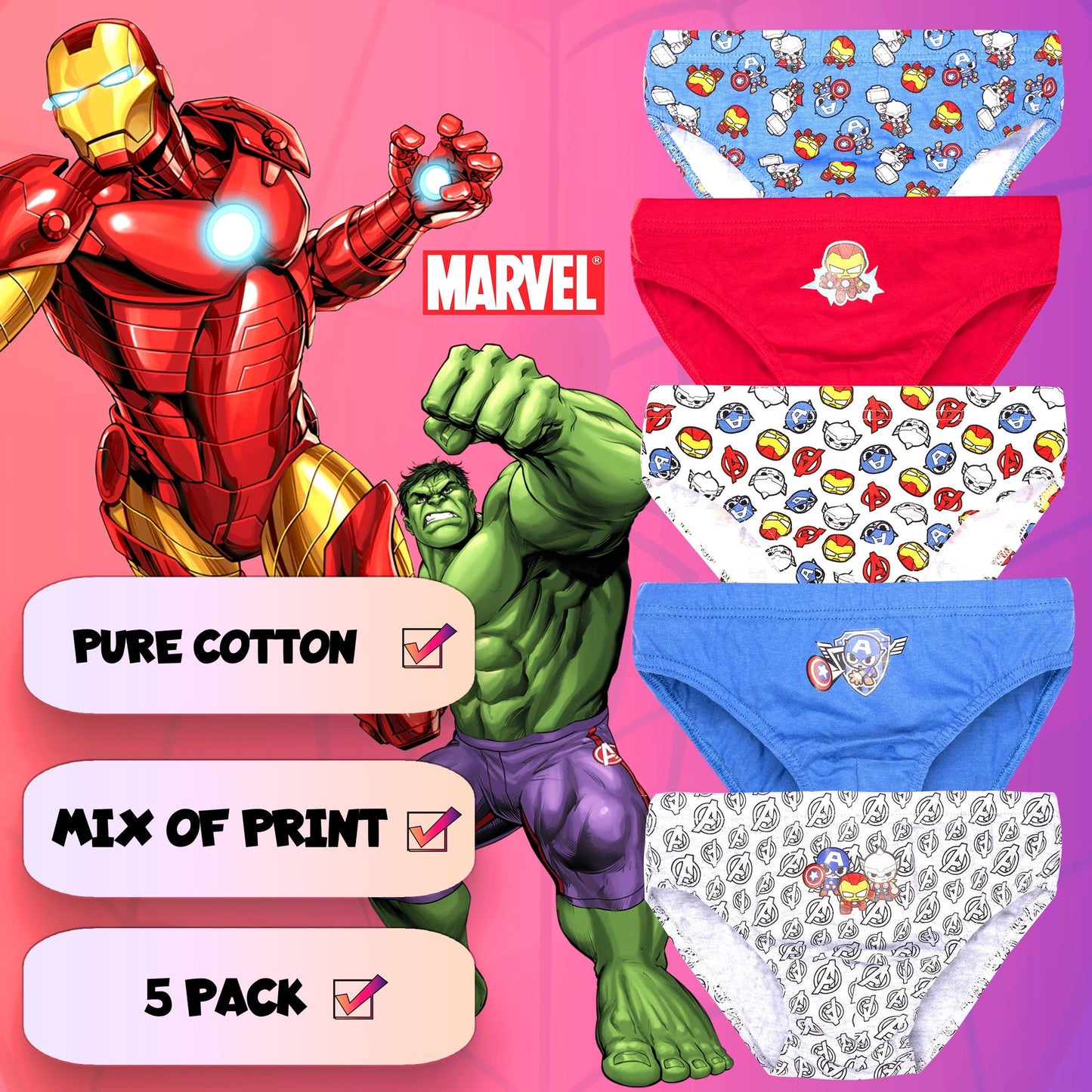 Sous-vêtement enfant – Avengers – Multicolour