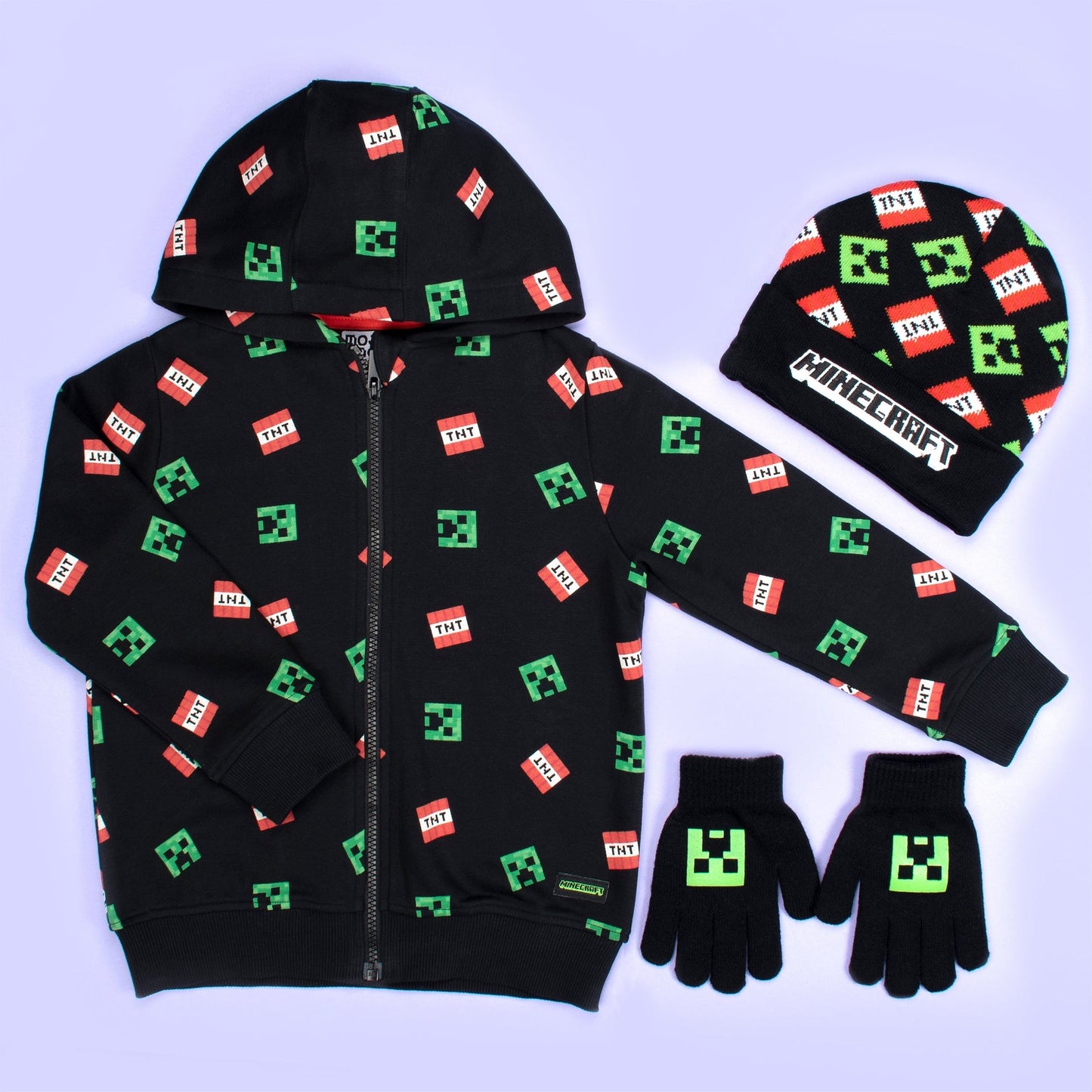 Sweat à capuche Minecraft – Zipped – noir