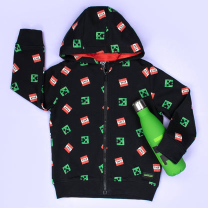 Sweat à capuche Minecraft – Zipped – noir
