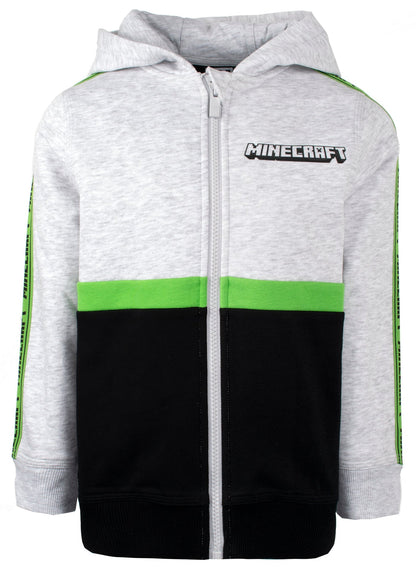 Sweat à capuche Minecraft – Zipped – gris et noir