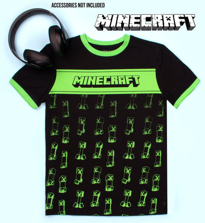 T-shirt Minecraft – Creeper T-shirt – noir & vert