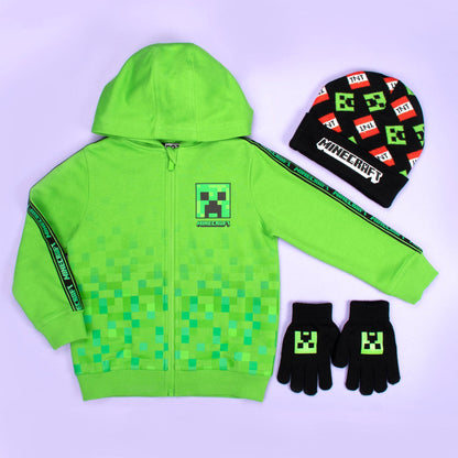 Sweat à capuche Minecraft – Zipped – vert