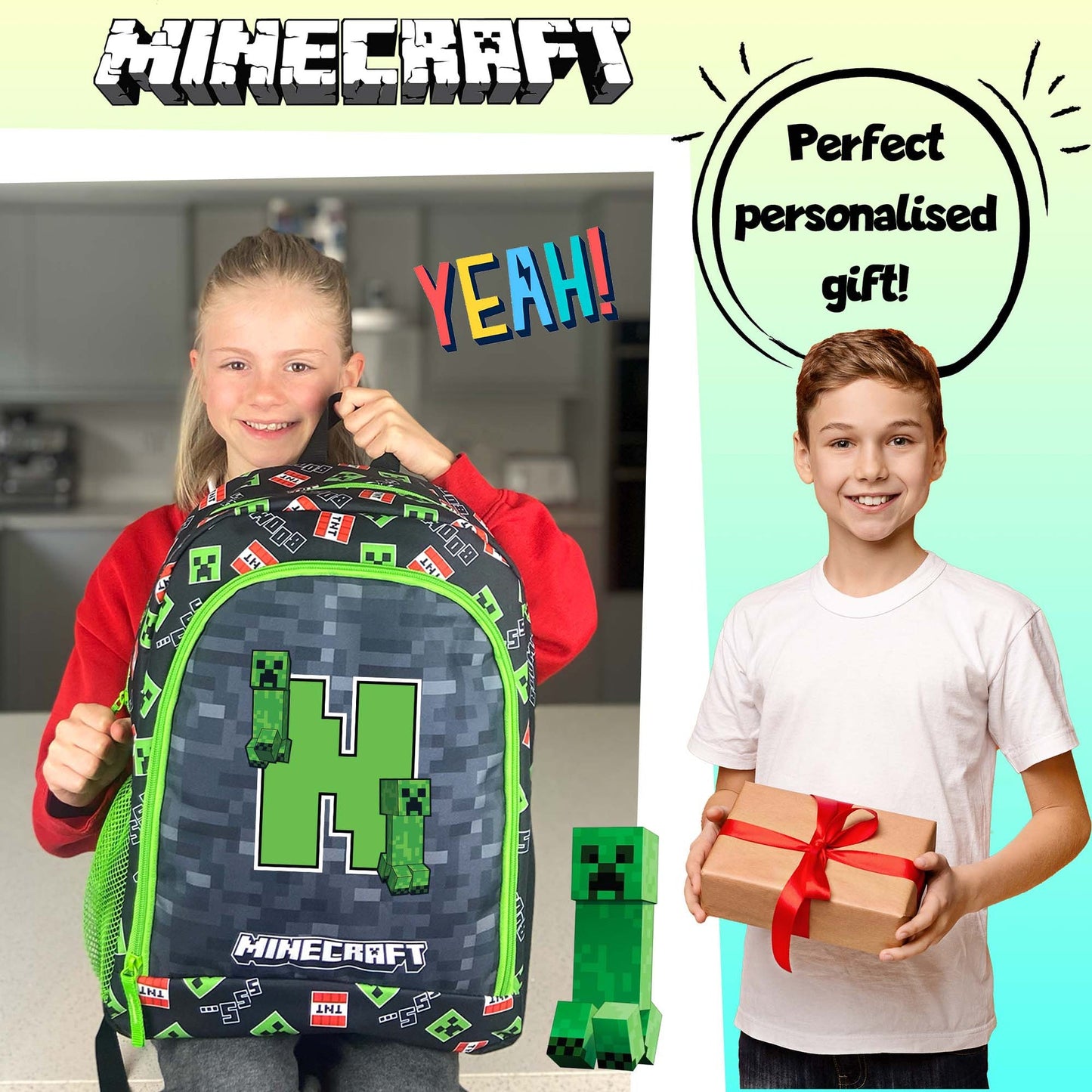 Sac à cordon avec bandoulière – Minecraft – Official Bag with Your Child's initial