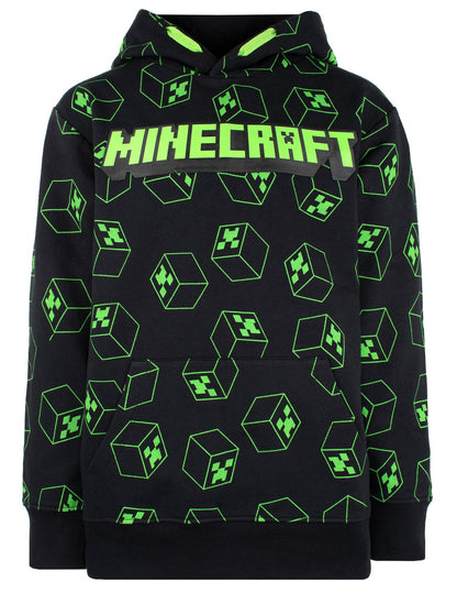Sweat à capuche Minecraft – Creeper Pattern – noir