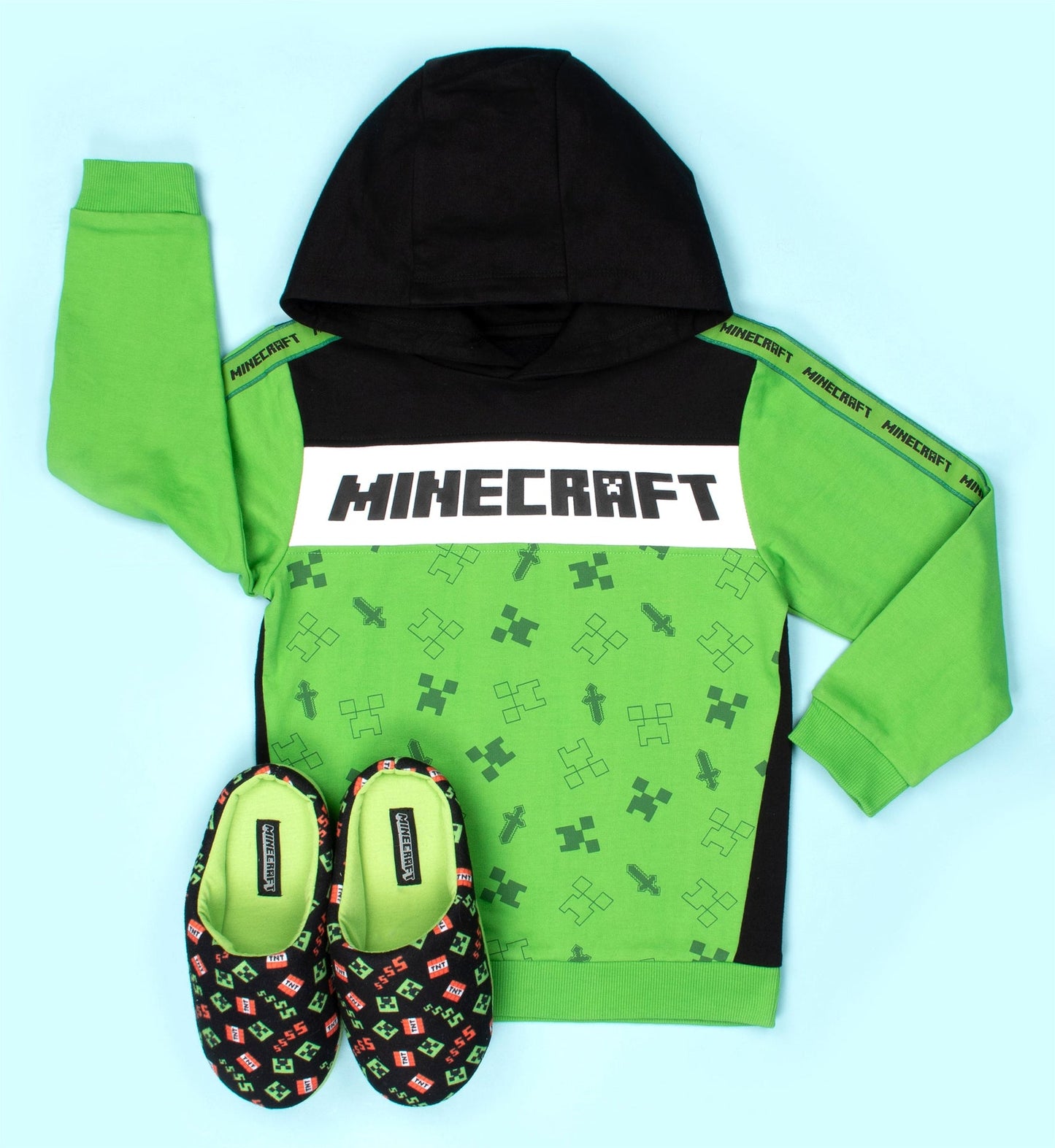 Sweat à capuche Minecraft – vert / noir