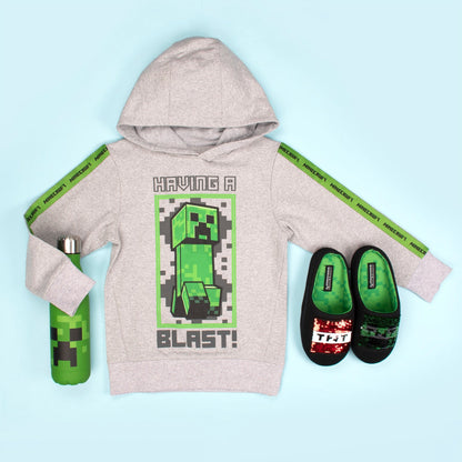 Sweat à capuche Minecraft – vert Creeper – gris