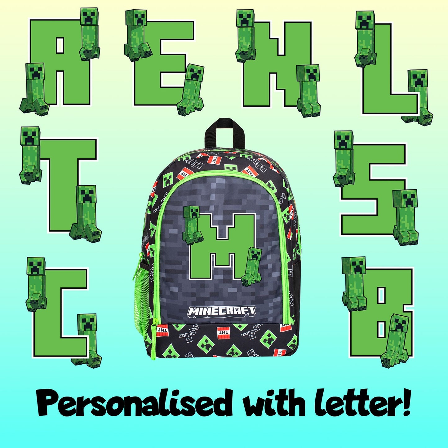 Sac à cordon avec bandoulière – Minecraft – Official Bag with Your Child's initial