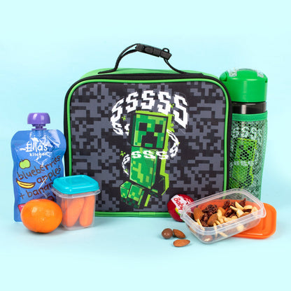 Sac repas – Minecraft with Mesh Pocket – gris Pixel Creeper