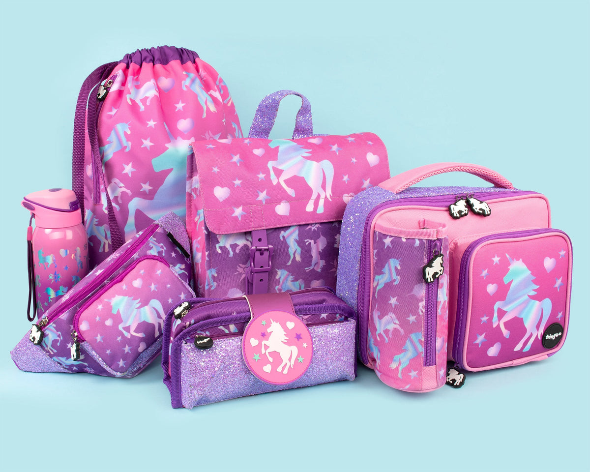 Trousse scolaire avec patch en silicone – licorne Ombre