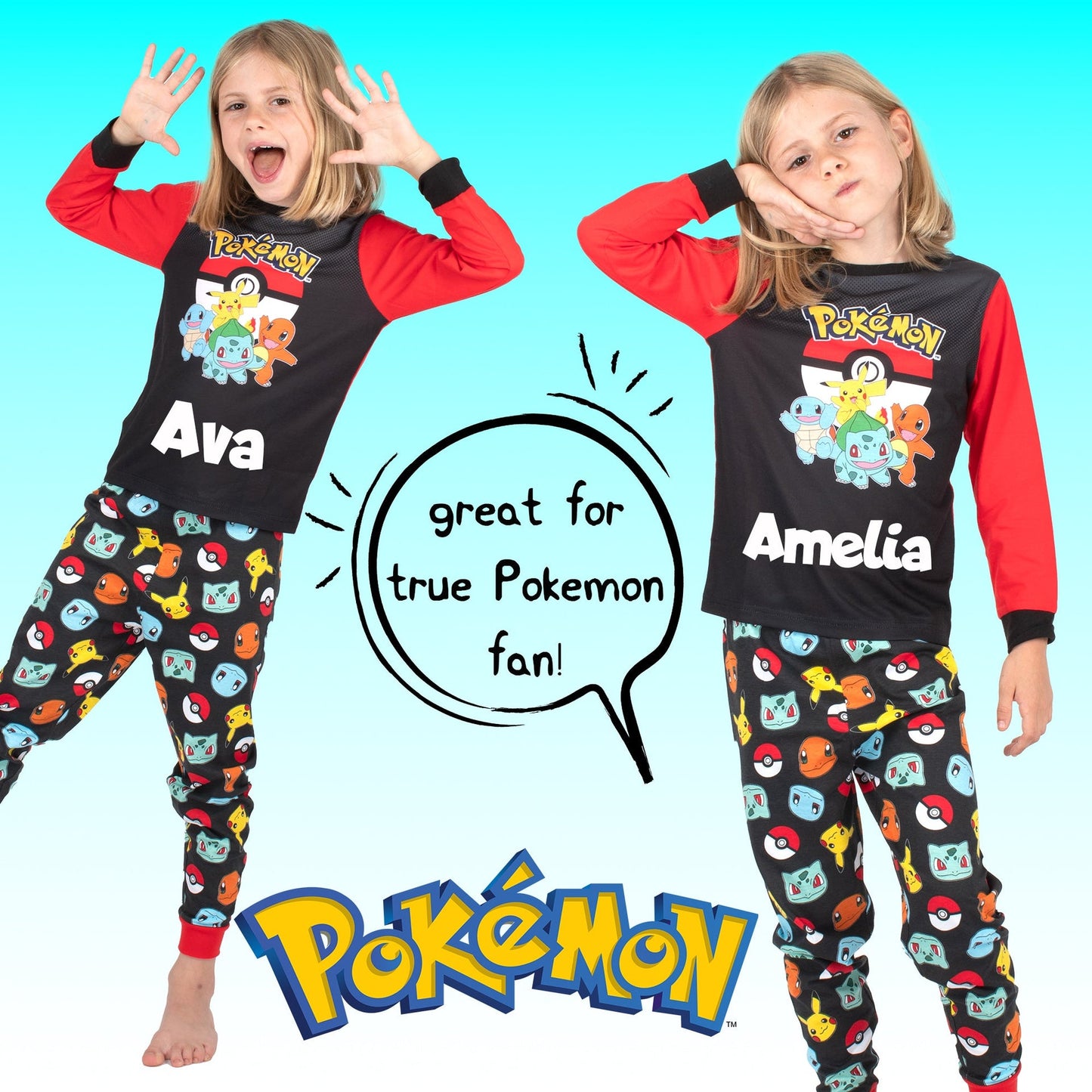 Pyjama – Pokemon – Long Sleeve – 100% Cotton, Soft & Warm Winter PJs
