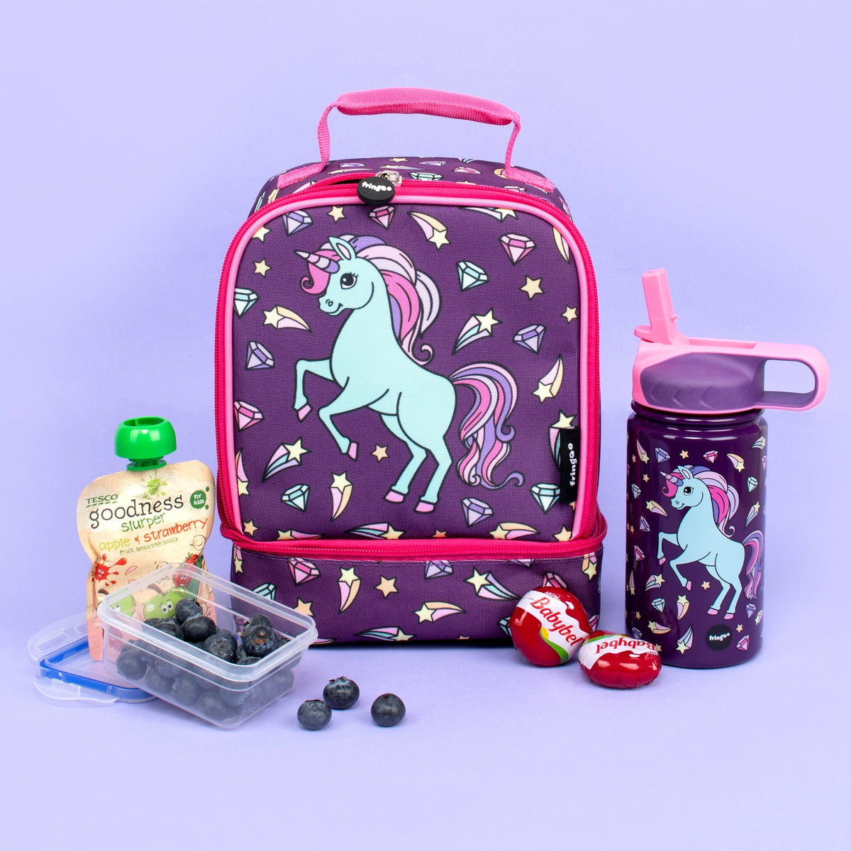 Trinkflasche aus Edelstahl mit Strohhalm – 350ml – Diamond Einhorn
