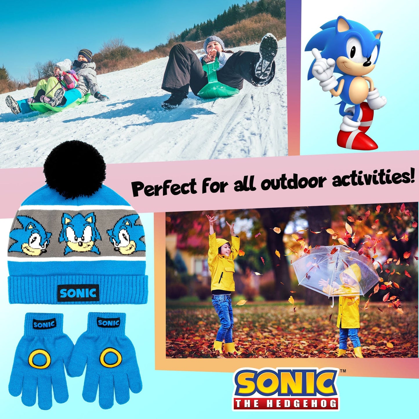 Ensemble bonnet et gants – Sonic THE HEDGEHOG Winter Set for Boys
