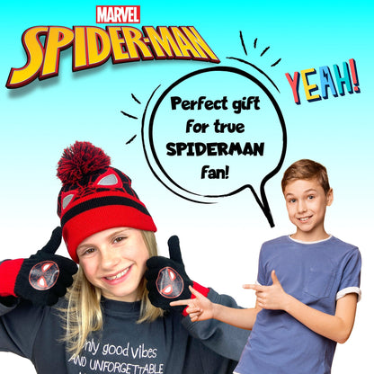 Ensemble bonnet et gants – Marvel Spider-Man Winter Set for Boys