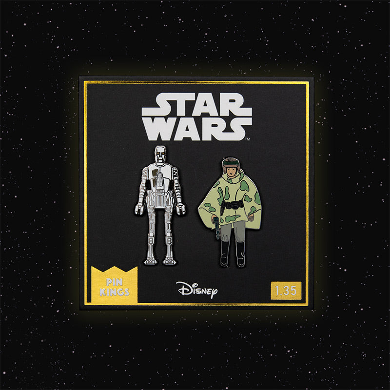 Pin-Set Star Wars 1.35 – 8D8 und Prinzessin Leia Organa (im Kampf-Poncho)