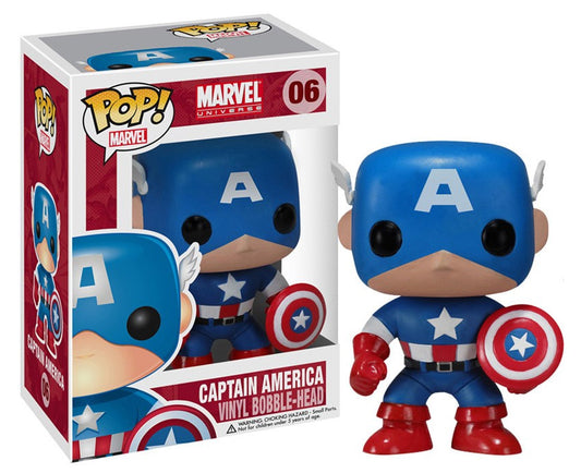 MARVEL POP N° 06 Captain America Marvel Comics POP! Vinyl Bobble Head Captain America 10 cm