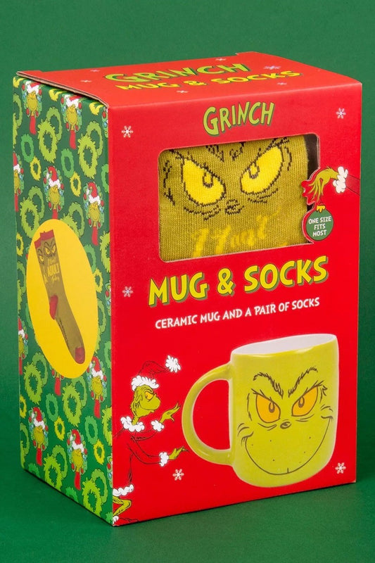 GRINCH Pack Cadeau Mug 460 ml + Paire de Chaussettes
